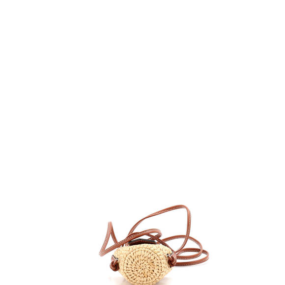 Celine Triomphe Basket Airpods Case Flap Bag Raffia with Leather - Picture 4 of 5